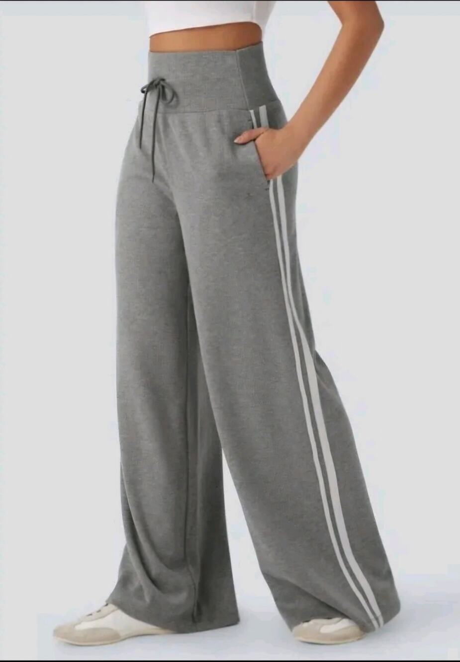 Halara Ribbed SoCinched High Waisted Tummy Control Drawstring Wide Leg pants Med